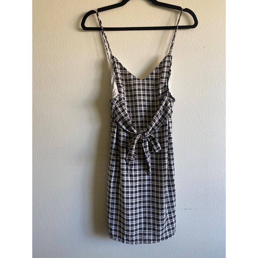 Forever 21 Plaid Low Back Spaghetti Strap Front Tie Mini Dress SIZE S